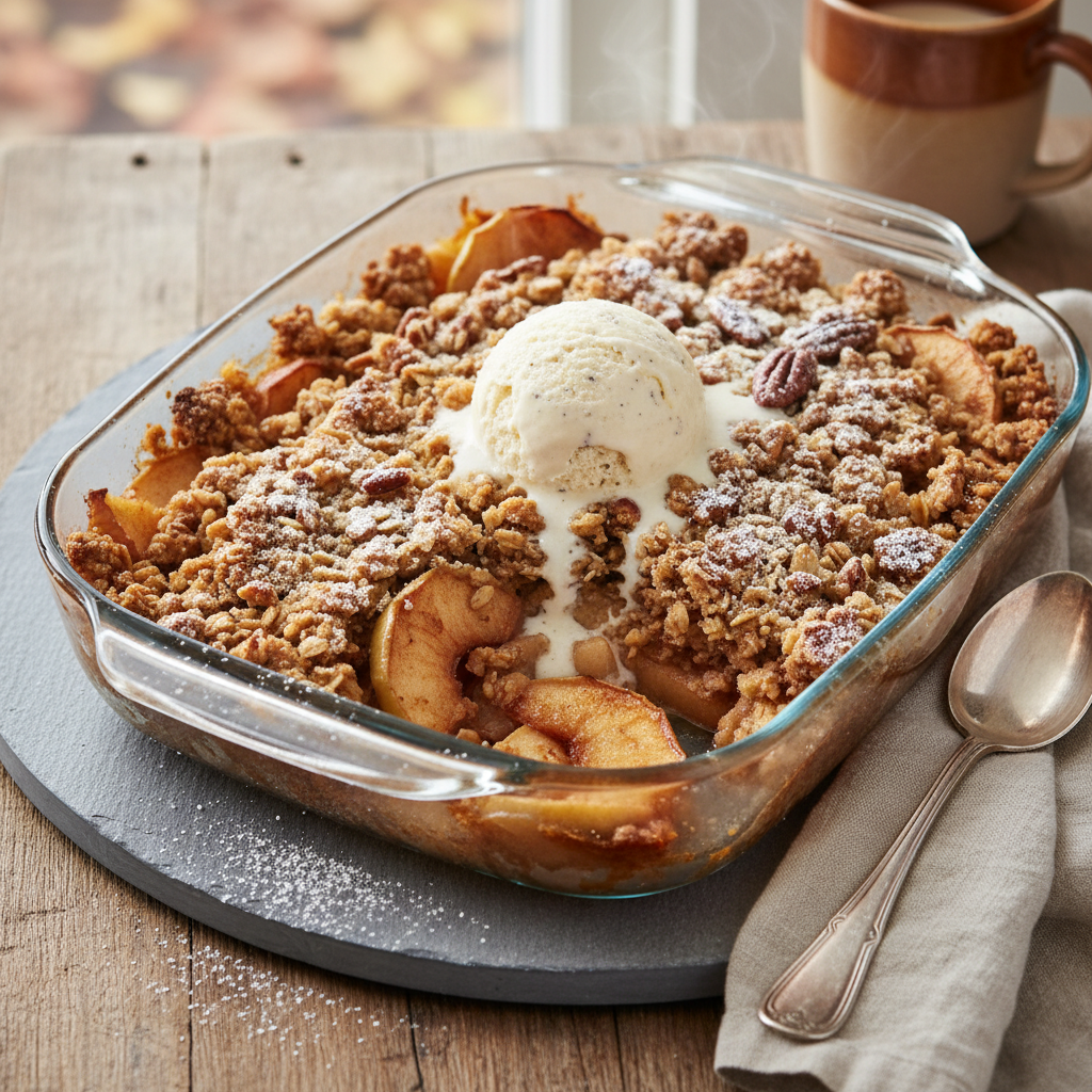 Baked Apple Crumble with Oat Topping — American recipe featuring Granny Smith Apples (peeled, cored, sliced)