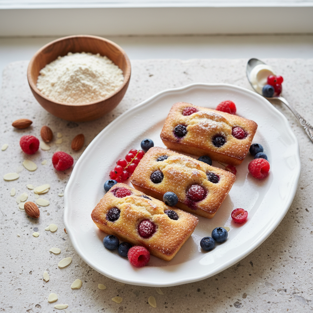 Berry Almond Financiers (gluten-free) — French recipe featuring Almond Flour