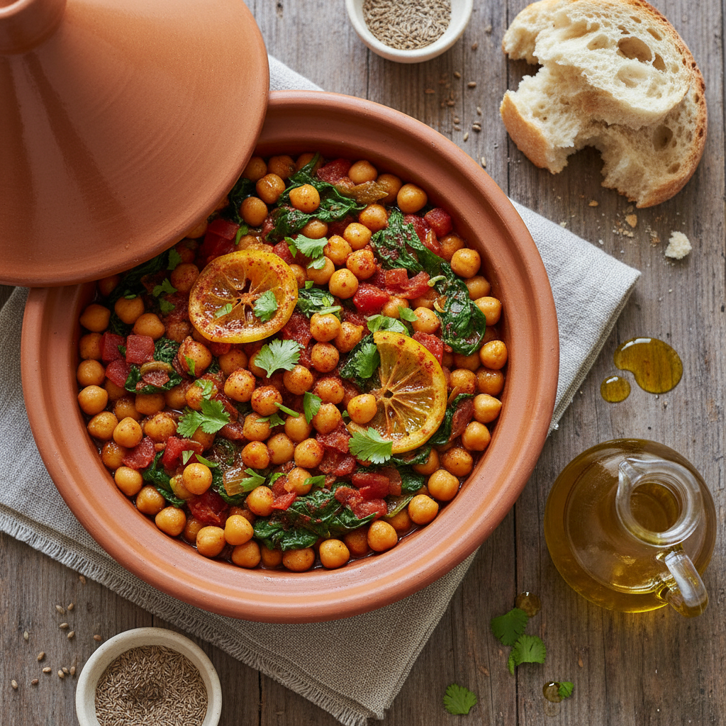 Chickpea & Spinach Tagine — Middle_Eastern recipe featuring Olive Oil