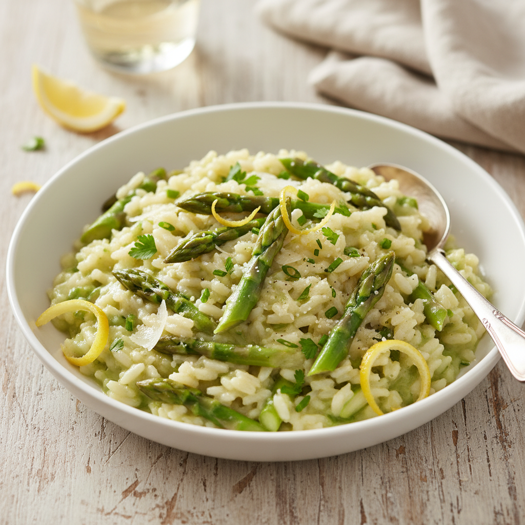 Creamy Asparagus and Lemon Risotto — Italian recipe featuring Arborio rice