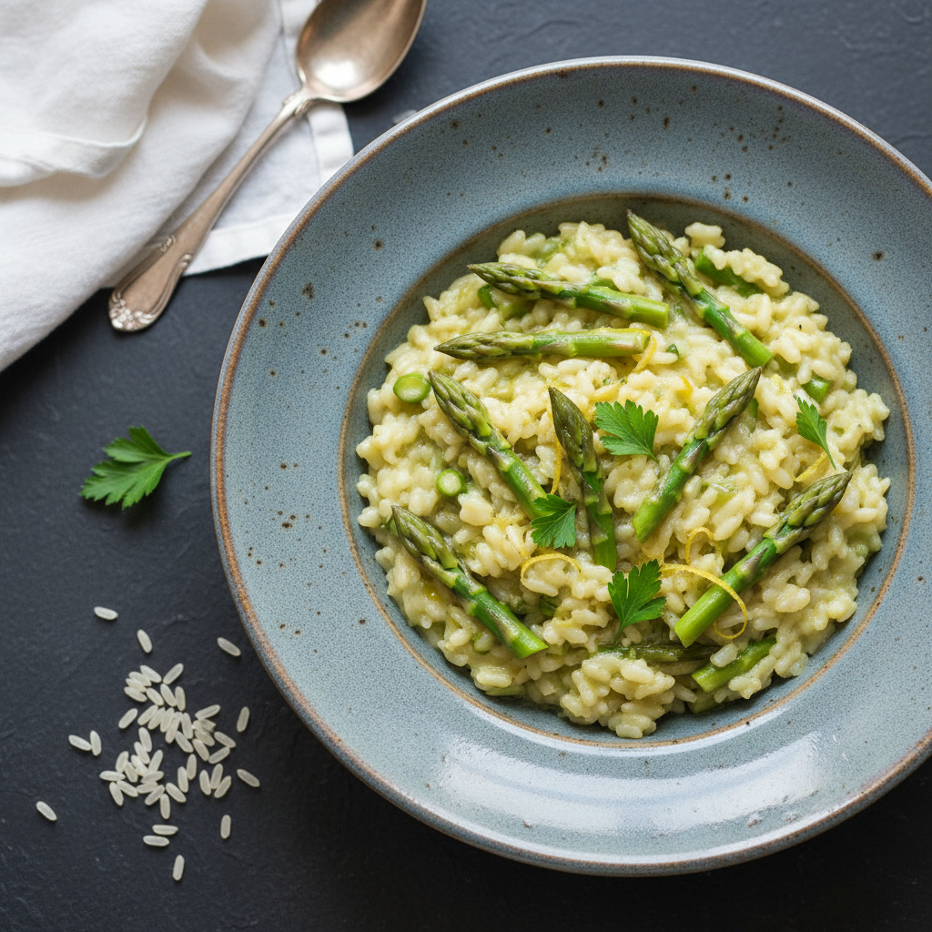 Creamy Asparagus and Lemon Risotto — Italian recipe featuring Arborio rice