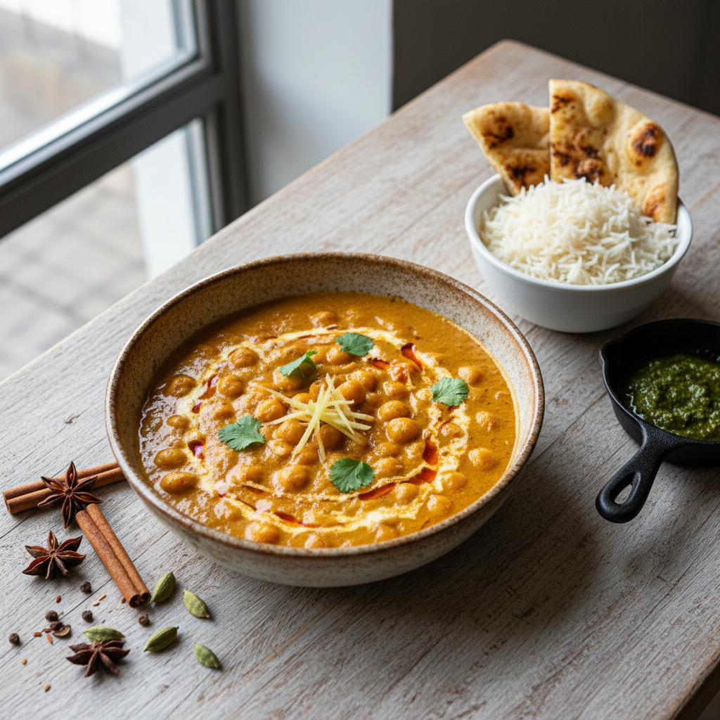 Creamy Coconut Chickpea Curry — Indian recipe featuring Chickpeas