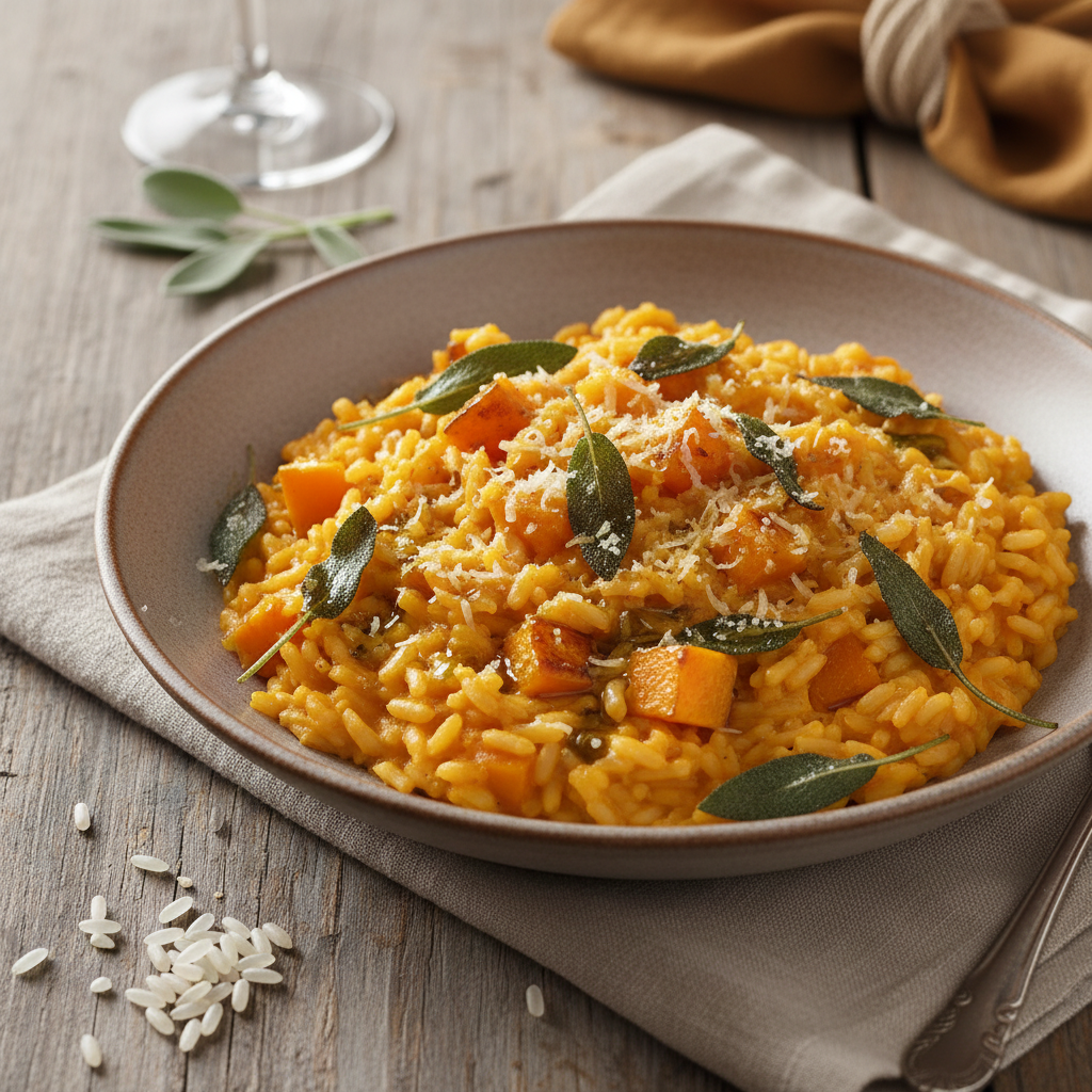 Creamy Pumpkin Sage Risotto — Italian recipe featuring Arborio Rice