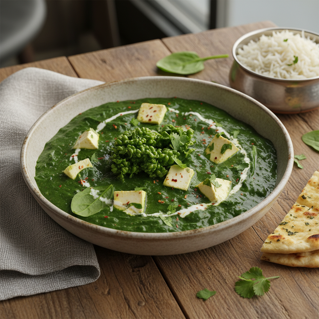 Creamy Spinach & Paneer Curry (Palak Paneer) — Indian recipe featuring Fresh spinach
