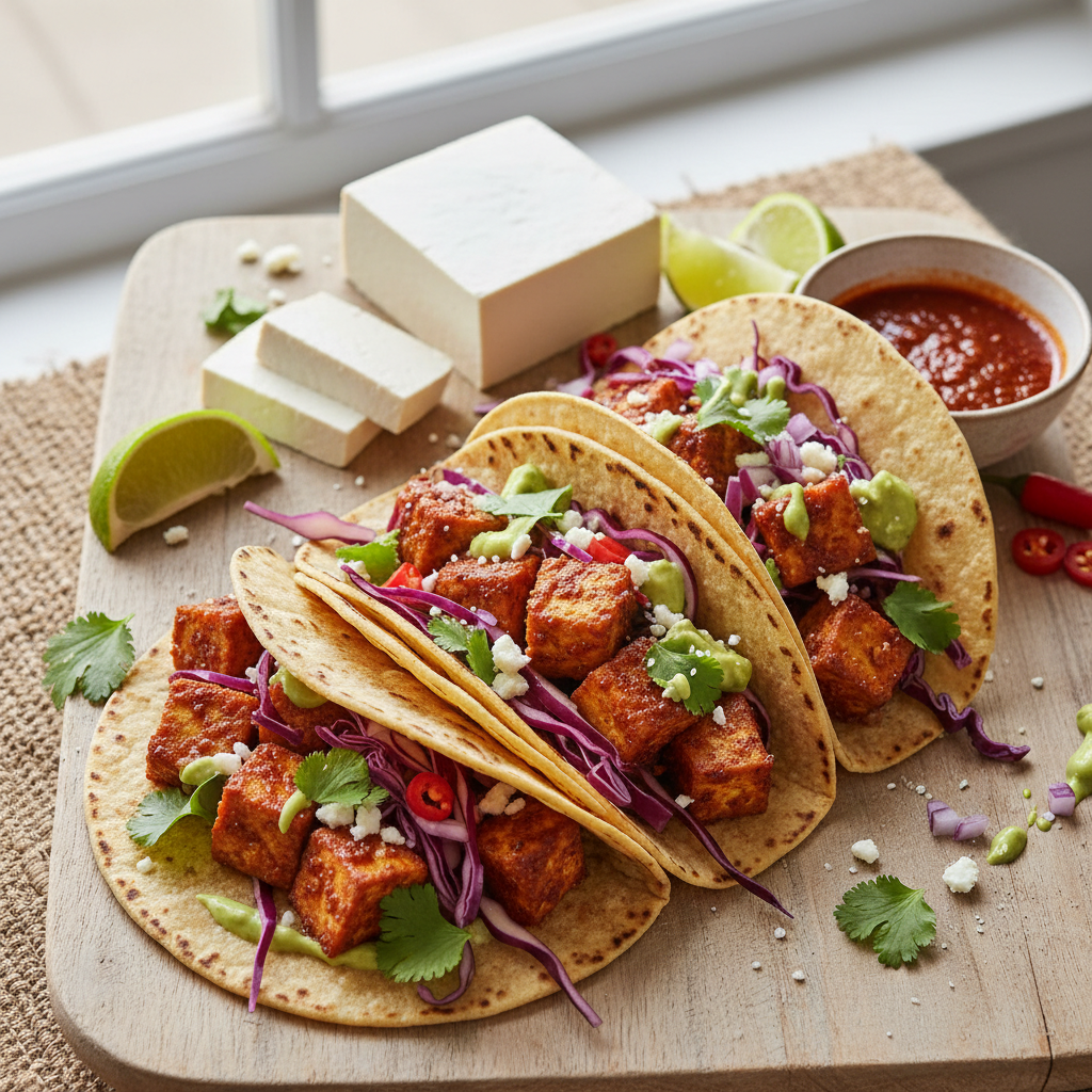 Crispy Baked Chipotle Tofu Tacos — Mexican recipe featuring Extra-Firm Tofu