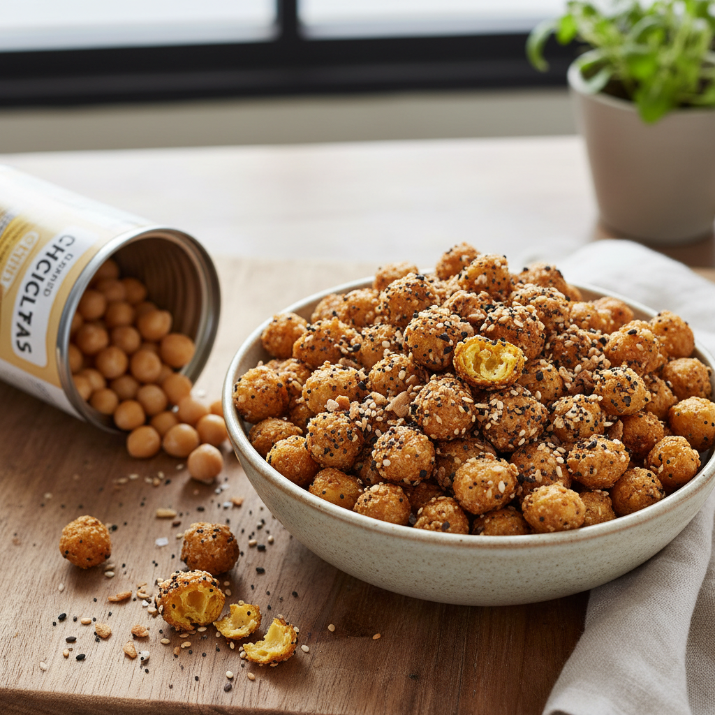 Everything Bagel Seasoning Roasted Chickpeas — American recipe featuring Canned Chickpeas