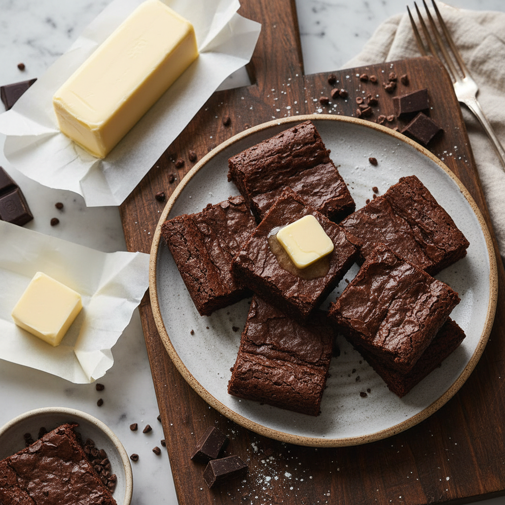 Flourless Chocolate Fudge Brownies — American recipe featuring Unsalted butter