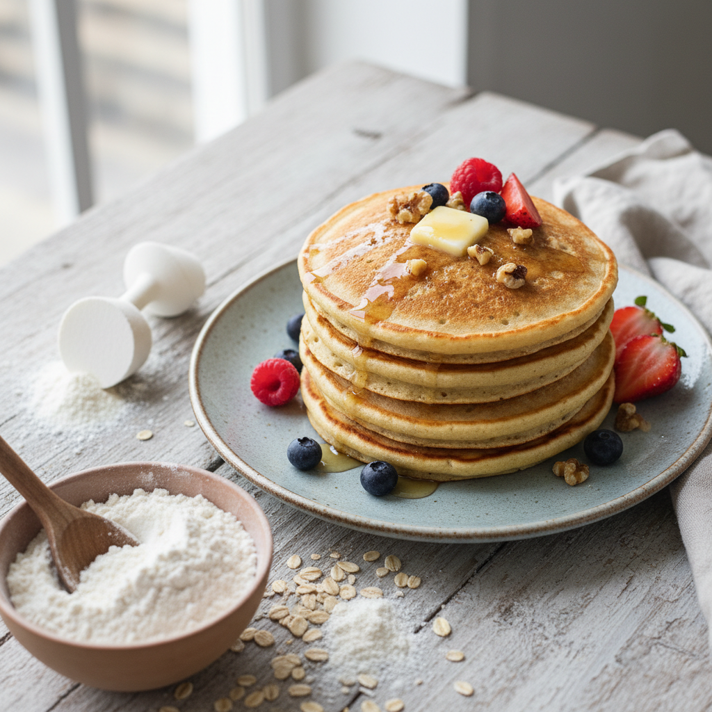 Fluffy Vegan Protein Pancakes — American recipe featuring All-purpose flour