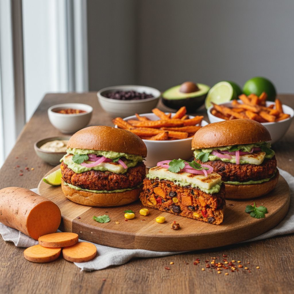 Gluten-Free Sweet Potato & Black Bean Burgers — American recipe featuring Sweet potato, medium