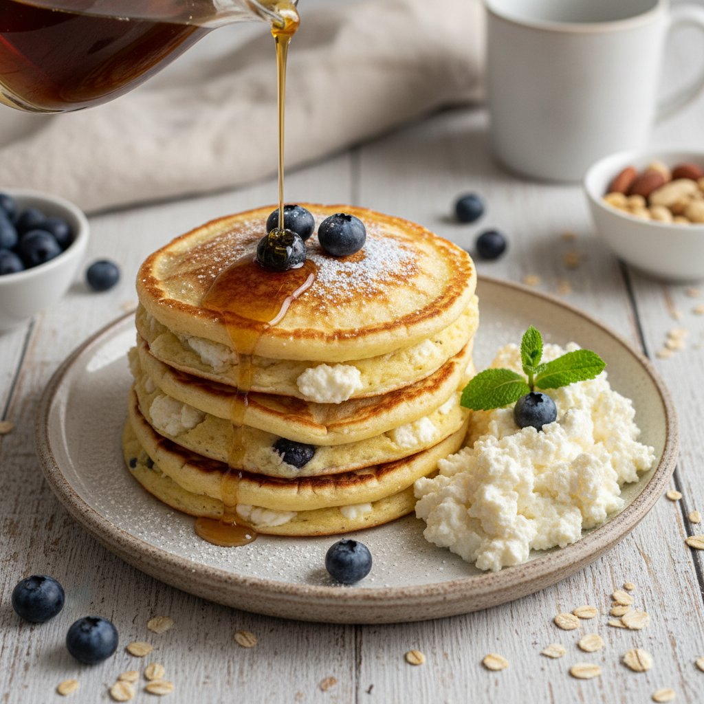 High-Protein Cottage Cheese Pancakes — American recipe featuring Cottage Cheese