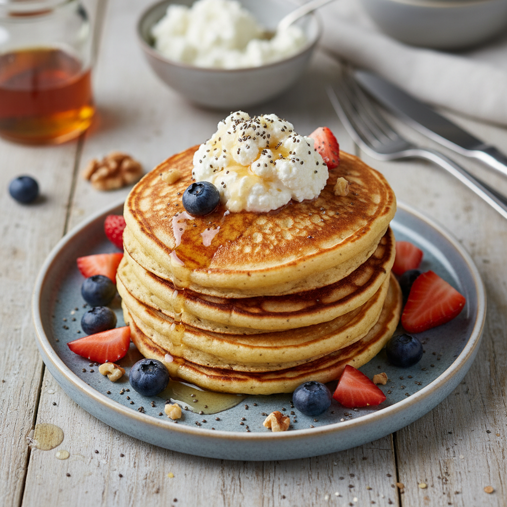High-Protein Cottage Cheese Pancakes — American recipe featuring Cottage Cheese