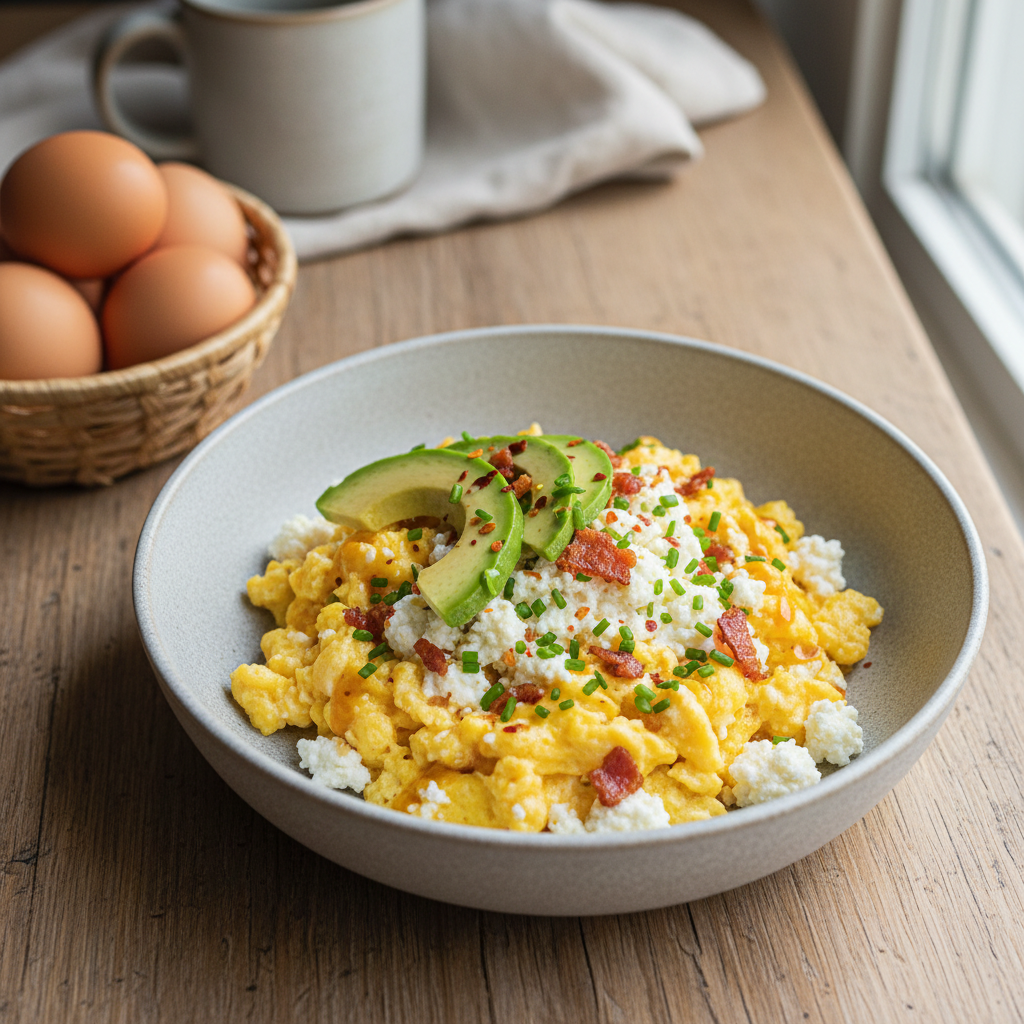 High-Protein Cottage Cheese Scramble Bowl — American recipe featuring Large Eggs