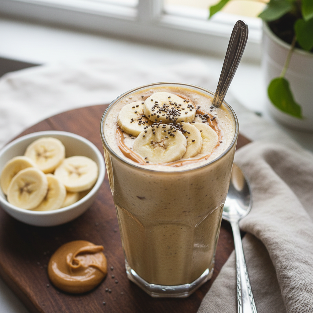 High-Protein Peanut Butter Banana Smoothie — American recipe featuring Frozen Banana (sliced)