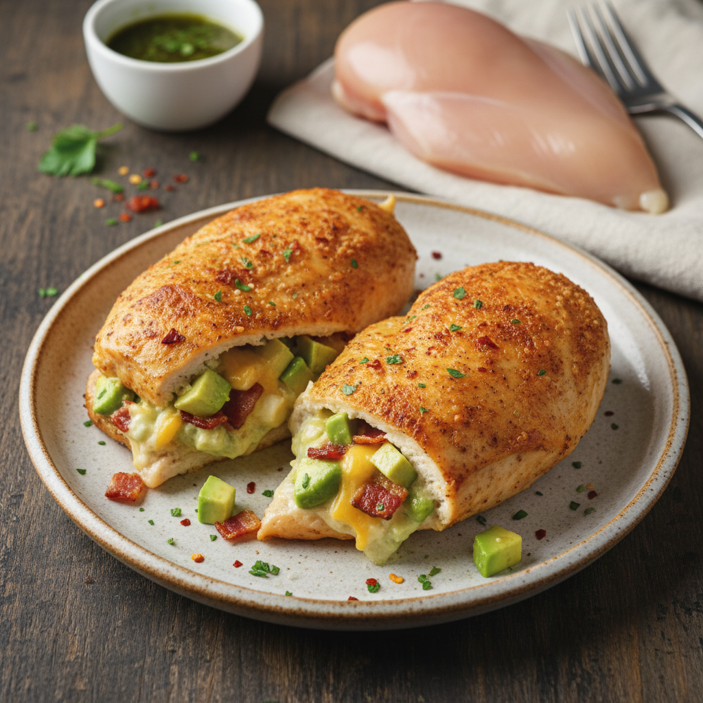Keto Avocado & Bacon Stuffed Chicken Breast — American recipe featuring Boneless, Skinless Chicken Breasts
