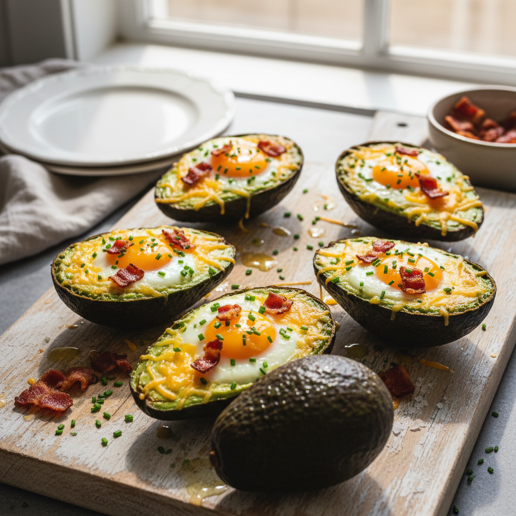 Keto Avocado Egg Boats — American recipe featuring Avocados, ripe