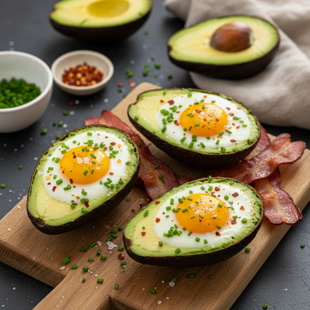 Keto Avocado Egg Boats — American recipe featuring Avocados