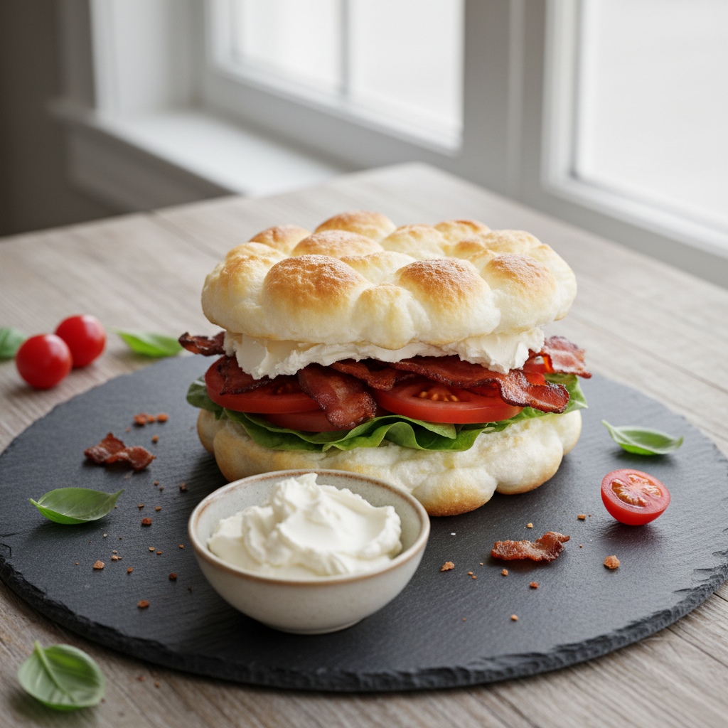Keto Cloud Bread BLT Sandwich — American recipe featuring Cream cheese, softened