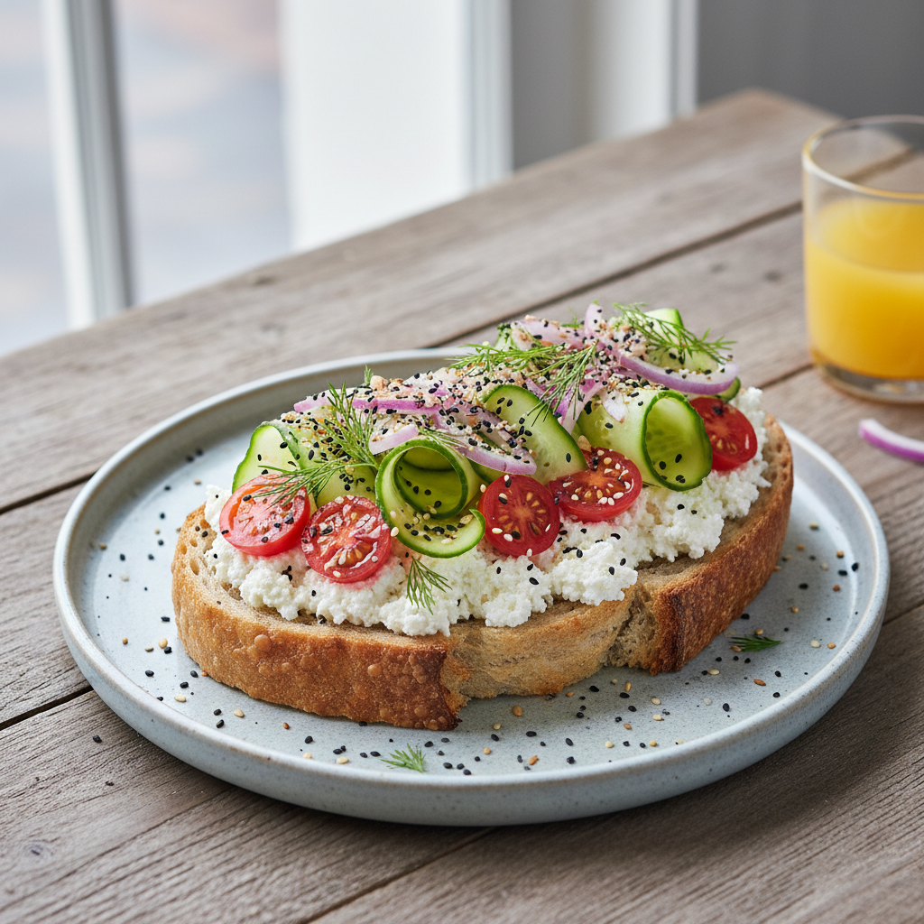 Loaded Cottage Cheese Toast — American recipe featuring Sourdough bread