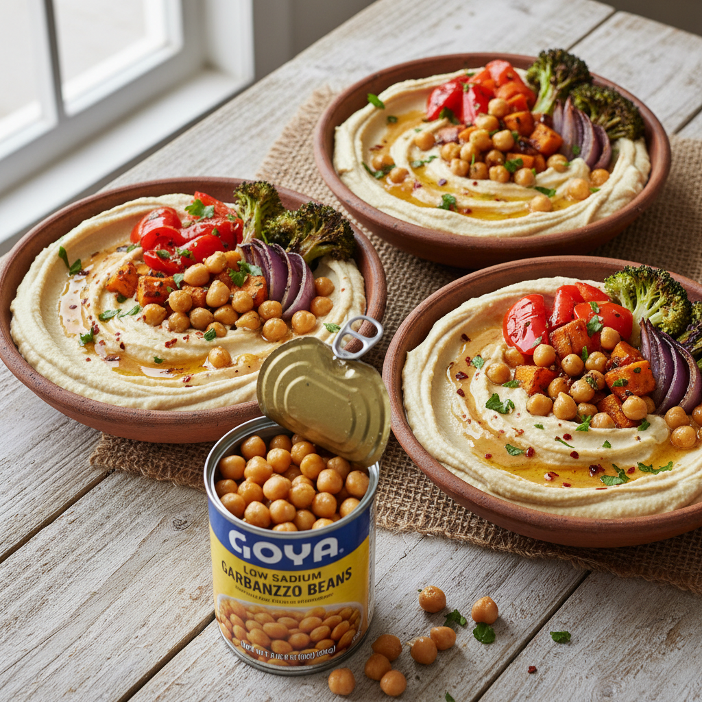 Loaded Hummus Bowls with Roasted Vegetables — Middle Eastern recipe featuring Canned chickpeas
