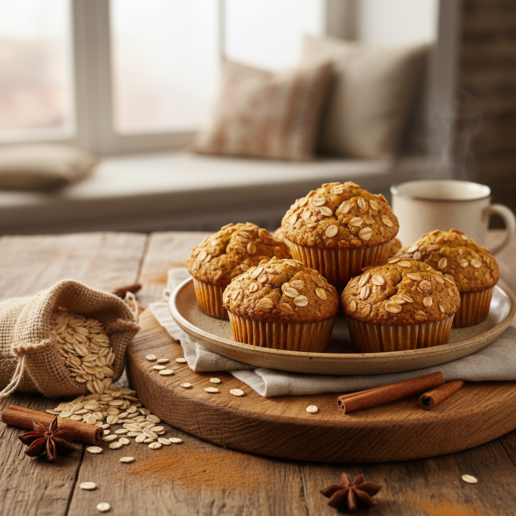 Pumpkin Spice Oat Muffins — American recipe featuring Gluten-free rolled oats