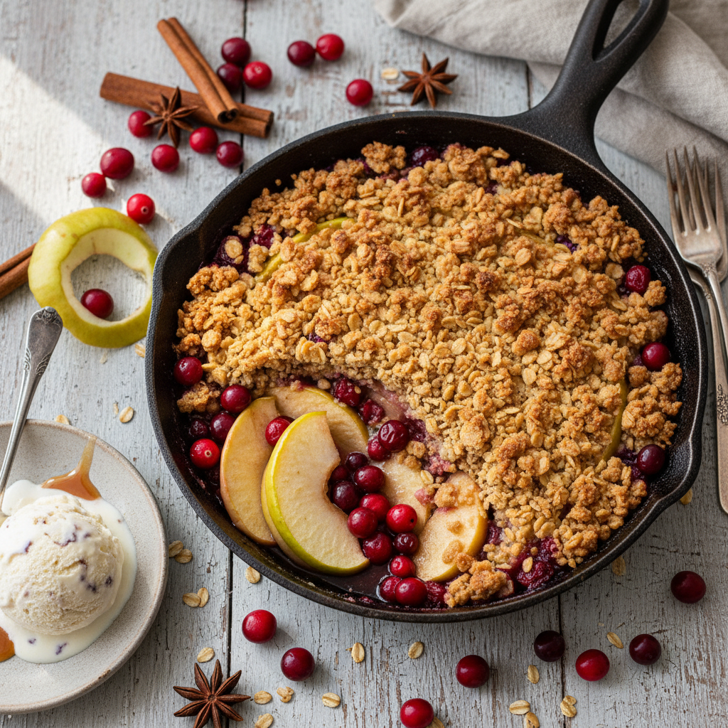 Rustic Apple Cranberry Crumble — American recipe featuring Granny Smith apples, peeled and sliced