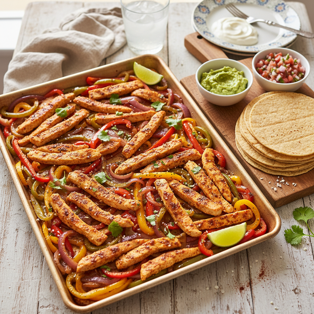 Sheet Pan Chicken Fajitas — Mexican recipe featuring Chicken breasts