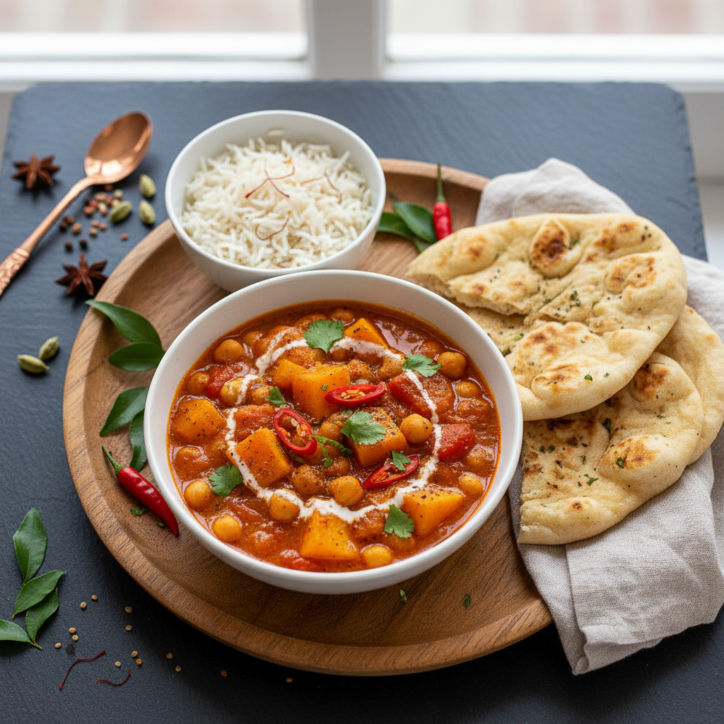 Spiced Pumpkin & Chickpea Curry — Indian recipe featuring Pumpkin or Butternut Squash